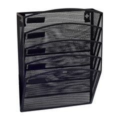 Suport documente Grand GR-080, 43.5x30.8x7.8cm, vertical, de perete, 5 compartimente, plasa metalica, negru