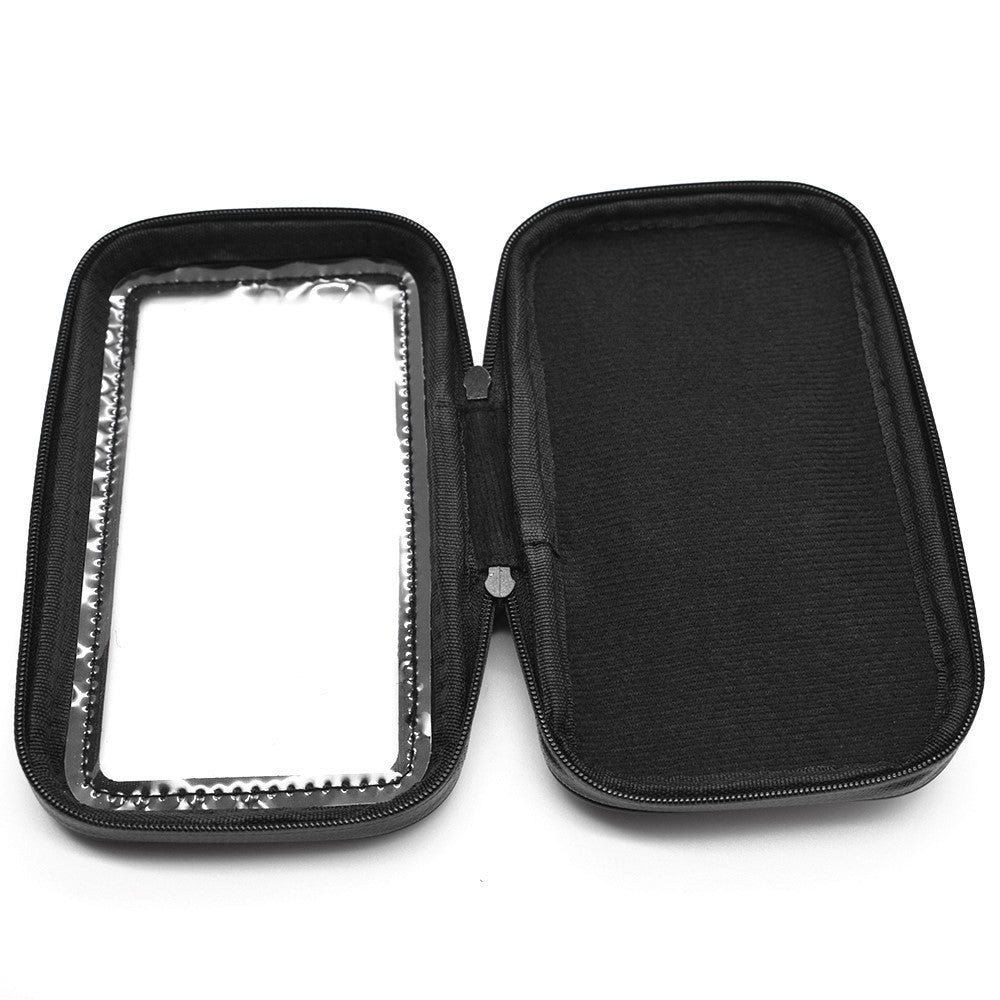 Suport husa telefon mobil Kaveny pentru bicicleta si motocicleta, rezistent apa si socuri, touchscreen, 360 rotativ, negru, marime L ≤ 5.5 inch