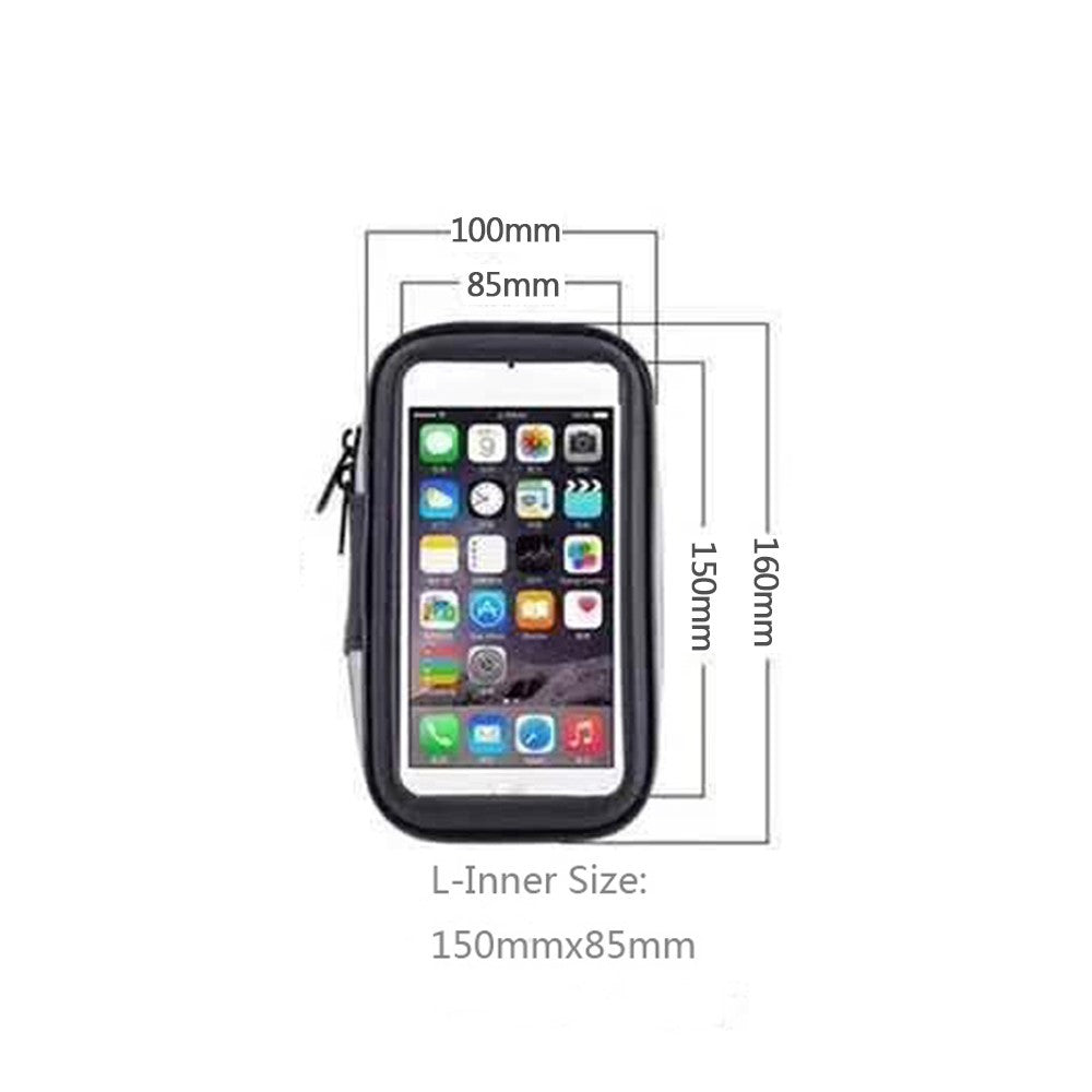 Suport husa telefon mobil Kaveny pentru bicicleta si motocicleta, rezistent apa si socuri, touchscreen, 360 rotativ, negru, marime L ≤ 5.5 inch