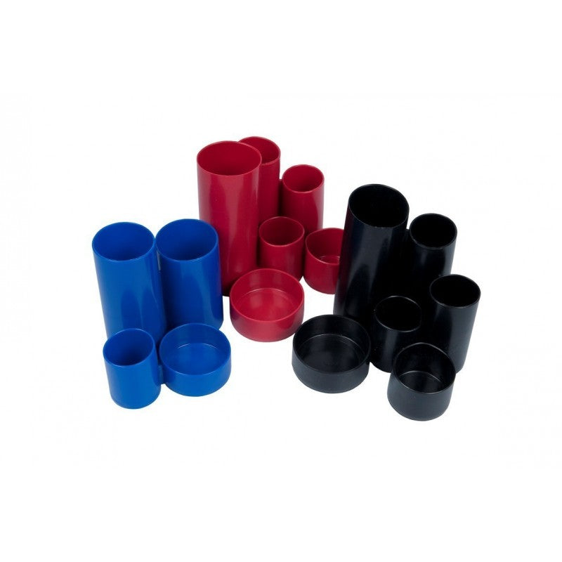 Suport instrumente de scris Flaro, cilindric, 6 compartimente, plastic, diverse culori