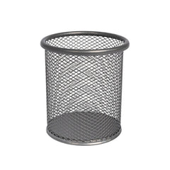 Suport instrumente de scris OFFICE COVER 802, cilindric, plasa metalica, argintiu