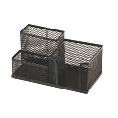 Suport instrumente de scris Office Cover 9058 40228100, 3 compartimente, plasa metalica, negru