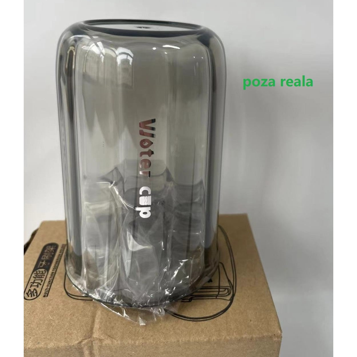 Suport Multifunctional 2 in 1, Pahar si Suport pentru Periuta de Dinti, Kadeny, Plastic, Dimensiune: 10.4 x 7.3 x 7.3 cm, Gri