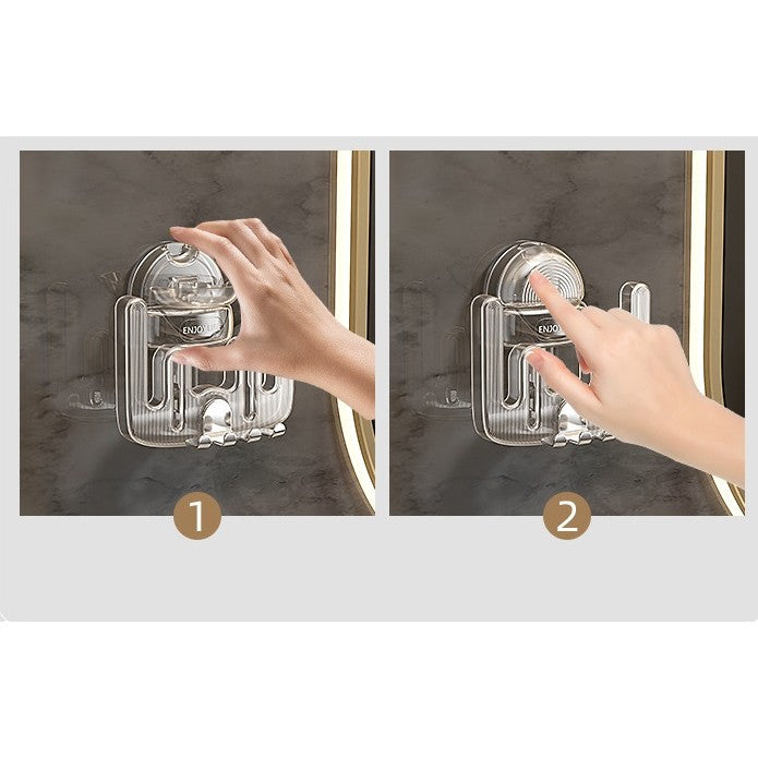 Suport Multifunctional Dublu, Pahar si Suport pentru Periuta de Dinti, Kadeny, Plastic, 11 cm x 11.5 cm, Transparent