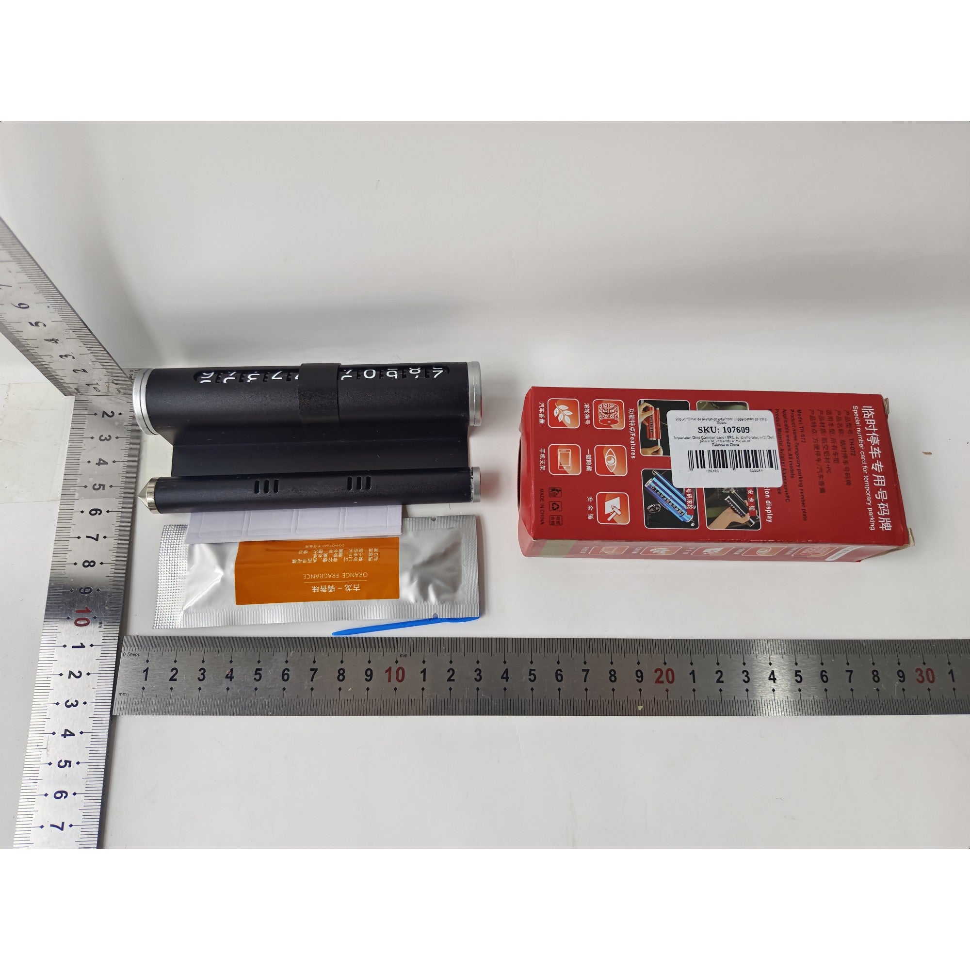 Suport numar de telefon cu odorizant Kadeny pentru parcare Negru