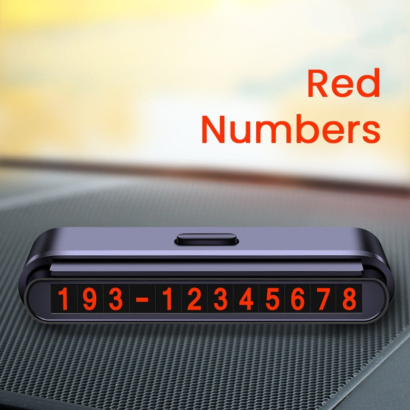 Suport Numar de Telefon pentru Parcare Auto, Kadeny, Suport pentru Numarul de telefon, Banda glisanta pentru Ascundere, Banda Adeziva Inclusa, 120 x 48 x 24 mm, Cifre Rosii, Negru