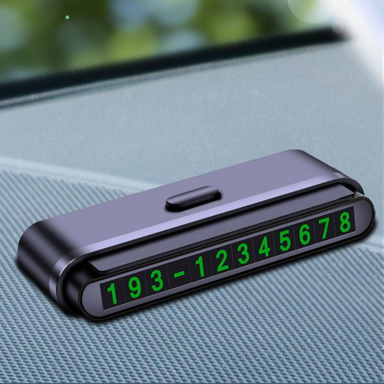 Suport Numar de Telefon pentru Parcare Auto, Kadeny, Suport pentru Numarul de telefon, Banda glisanta pentru Ascundere, Banda Adeziva Inclusa, 120 x 48 x 24 mm, Cifre Verzi, Negru Mat