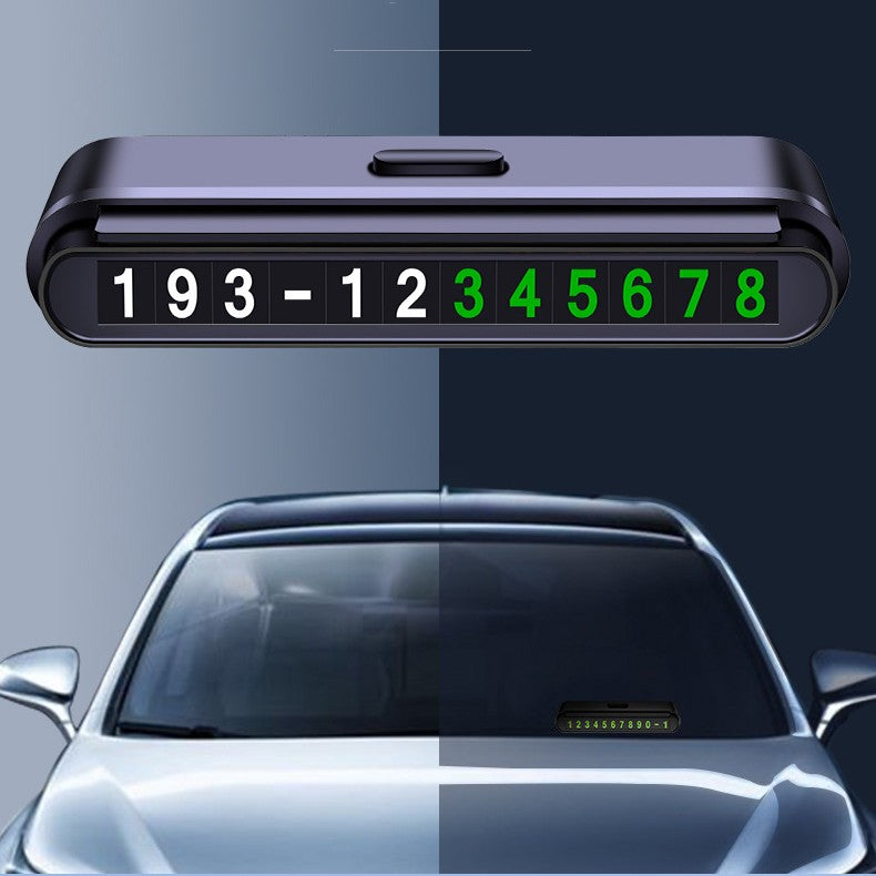Suport Numar de Telefon pentru Parcare Auto, Kadeny, Suport pentru Numarul de telefon, Banda glisanta pentru Ascundere, Banda Adeziva Inclusa, 120 x 48 x 24 mm, Cifre Verzi, Negru Mat
