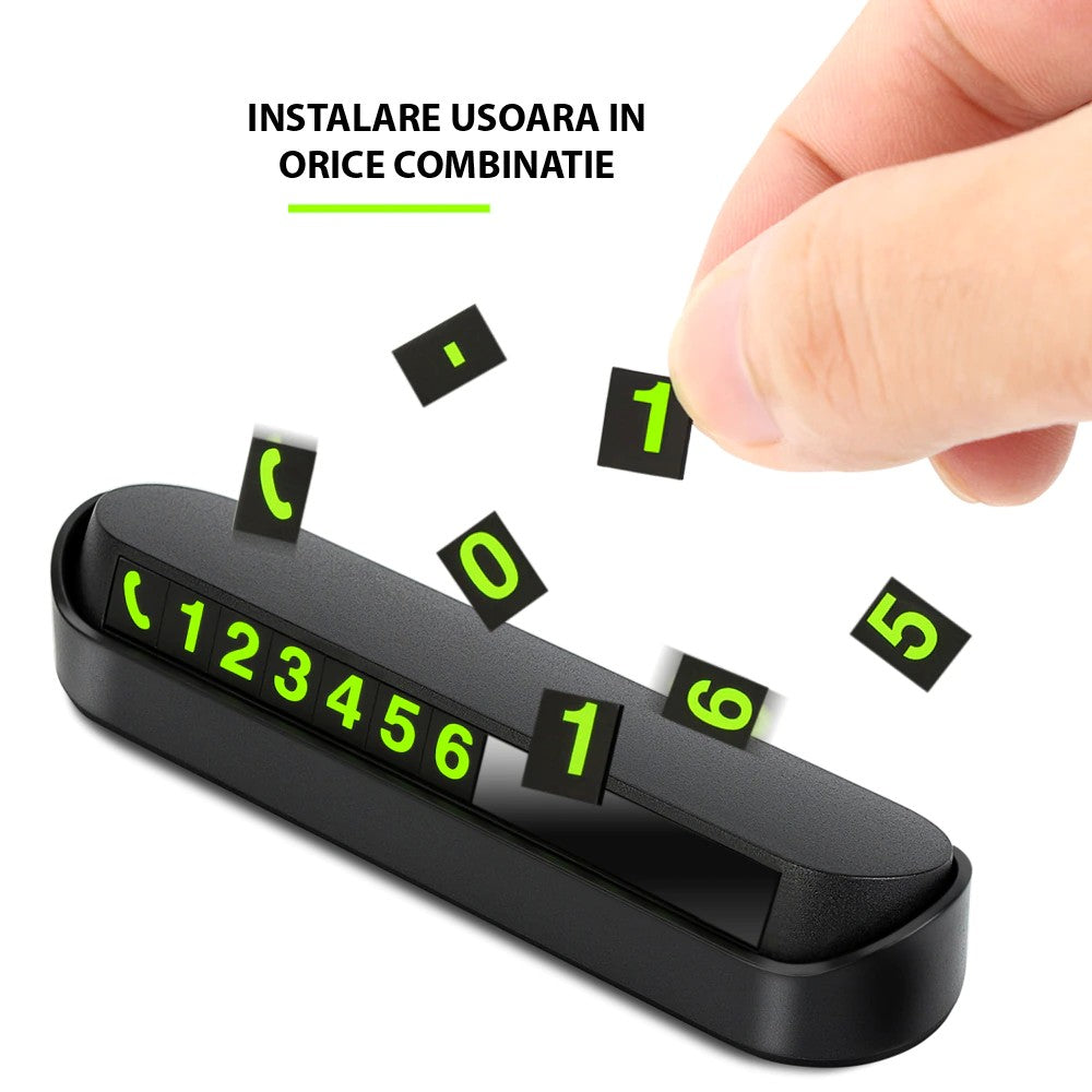 Suport numar telefon Kadeny, afisaj parcare numar telefon/parcare temporara, Negru