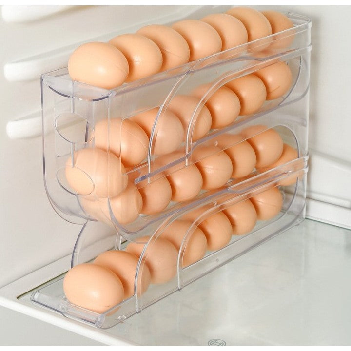 Suport Organizator pentru Oua, Kadeny, pentru Frigiderul, Patru straturi,  32x20x7 cm, Transparent