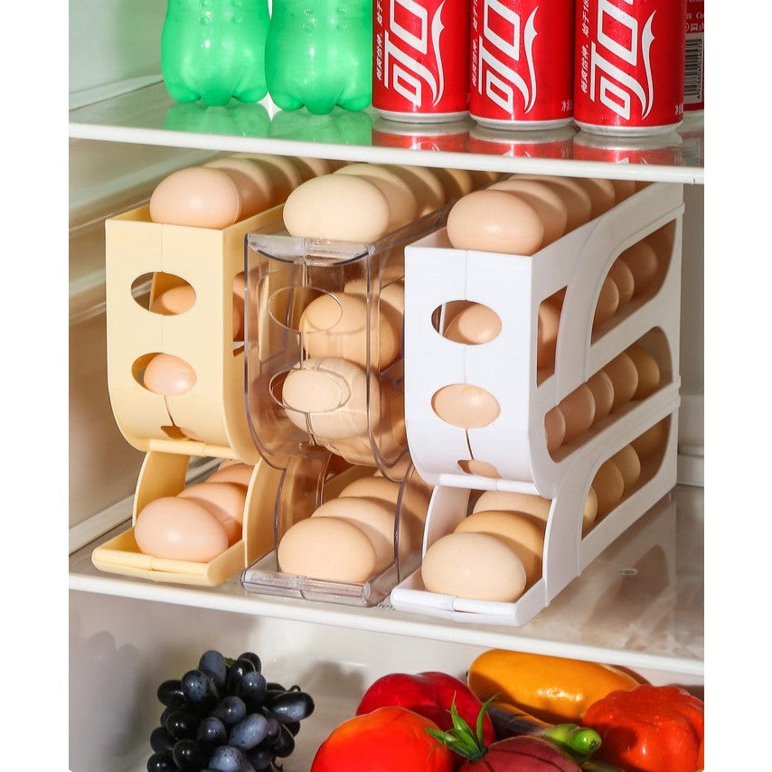 Suport Organizator pentru Oua, Kadeny, pentru Frigiderul, Patru straturi,  32x20x7 cm, Transparent