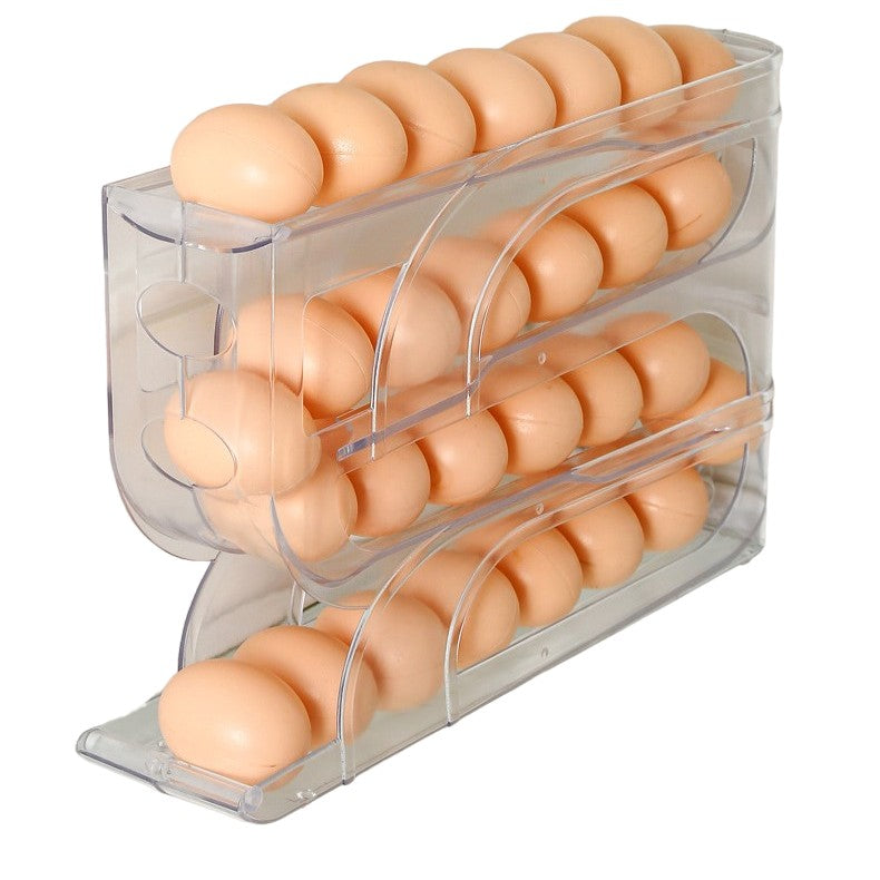 Suport Organizator pentru Oua, Kadeny, pentru Frigiderul, Patru straturi,  32x20x7 cm, Transparent