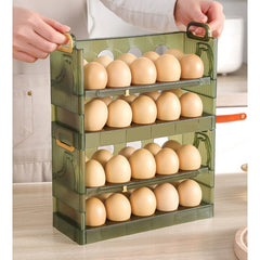 Suport Organizator pentru Oua, Kadeny, pentru Frigider, Verde transparent, Capacitate 20 oua, Doua straturi, cu Data de Expirare, 25.5x10x17 cm