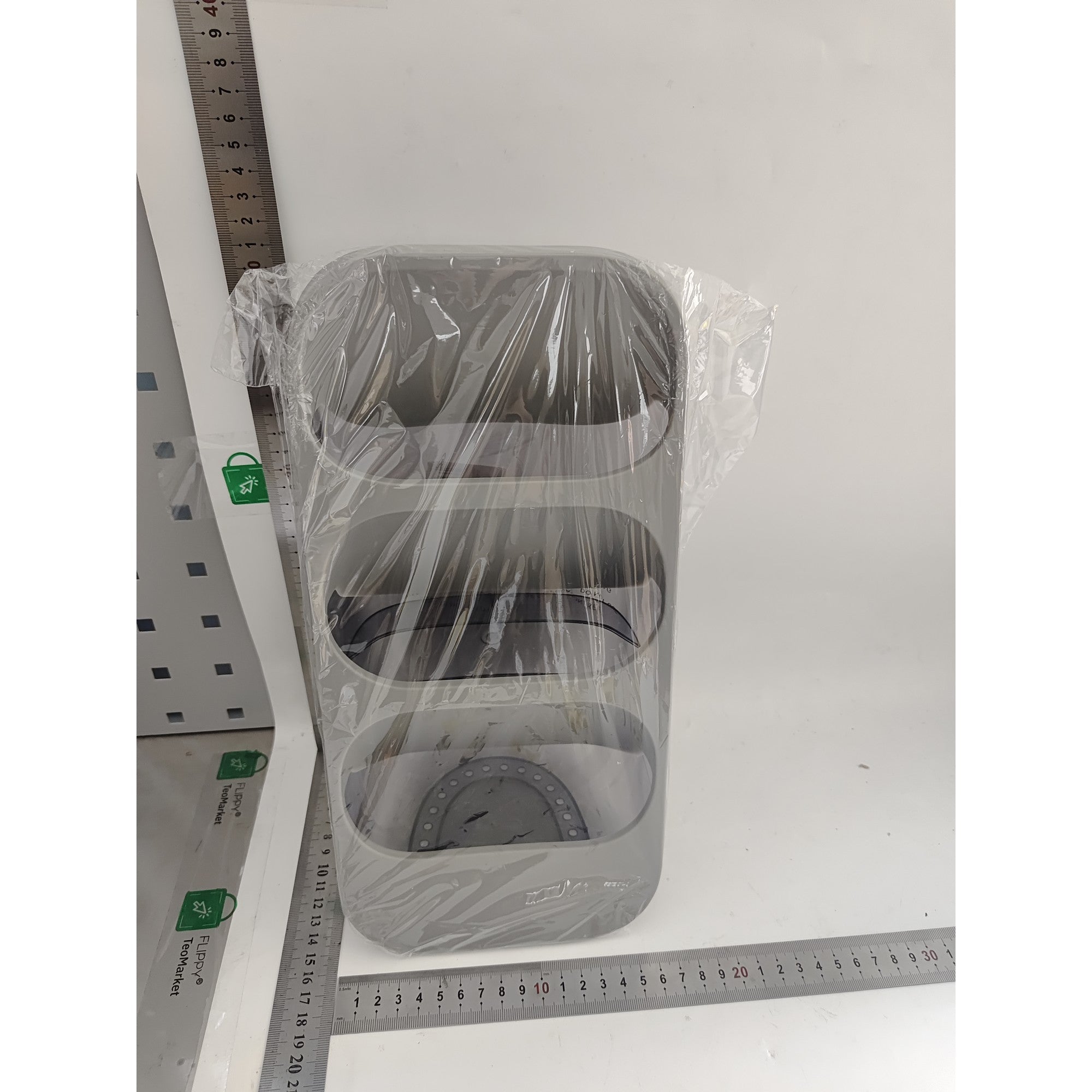 Suport - Organizator pentru Tacamuri, Kadeny, 3 Compartimente, Suport pentru Cosmetica, Ustensile, Material PP Durabil, 33 x 16 x 15 cm Gri