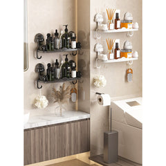 Suport pentru Baie, Kadeny, Montare pe Perete, Model Pisicute, ABS, Adeziv, Raft pentru Depozitare, 33.4x17.7 cm, Alb