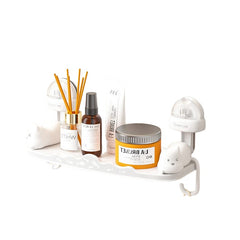 Suport pentru Baie, Kadeny, Montare pe Perete, Model Pisicute, ABS, Adeziv, Raft pentru Depozitare, 33.4x17.7 cm, Alb