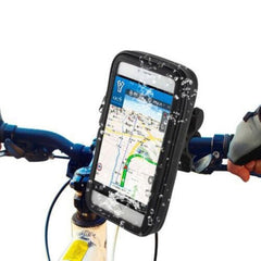 Suport husa telefon mobil Kaveny pentru bicicleta si motocicleta, rezistent apa si socuri, touchscreen, 360 rotativ, negru, marime L ≤ 5.5 inch
