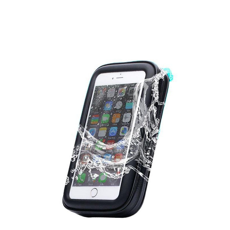 Suport husa telefon mobil Kaveny pentru bicicleta si motocicleta, rezistent apa si socuri, touchscreen, 360 rotativ, negru, marime L ≤ 5.5 inch