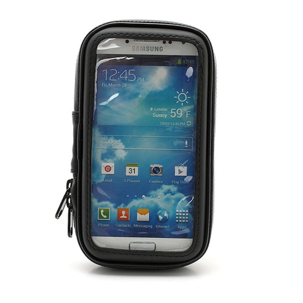 Suport husa telefon mobil Kaveny pentru bicicleta si motocicleta, rezistent apa si socuri, touchscreen, 360 rotativ, negru, 4.8 - 5.4 inch