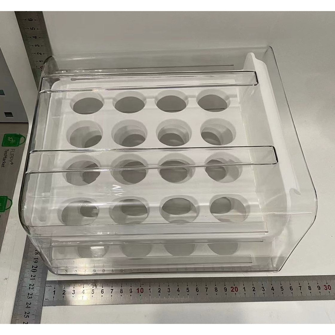 Suport pentru Oua, Kadeny, Strat Dublu, Capacitate 32 de Oua,  23.5x21.5 cm, din Plastic, Alb