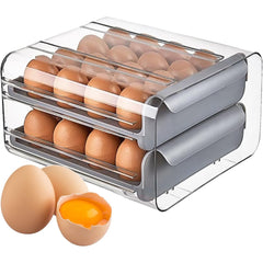 Suport pentru Oua, Kadeny, Strat Dublu, Capacitate 32 de Oua,  23.5x21.5 cm, din Plastic, Gri