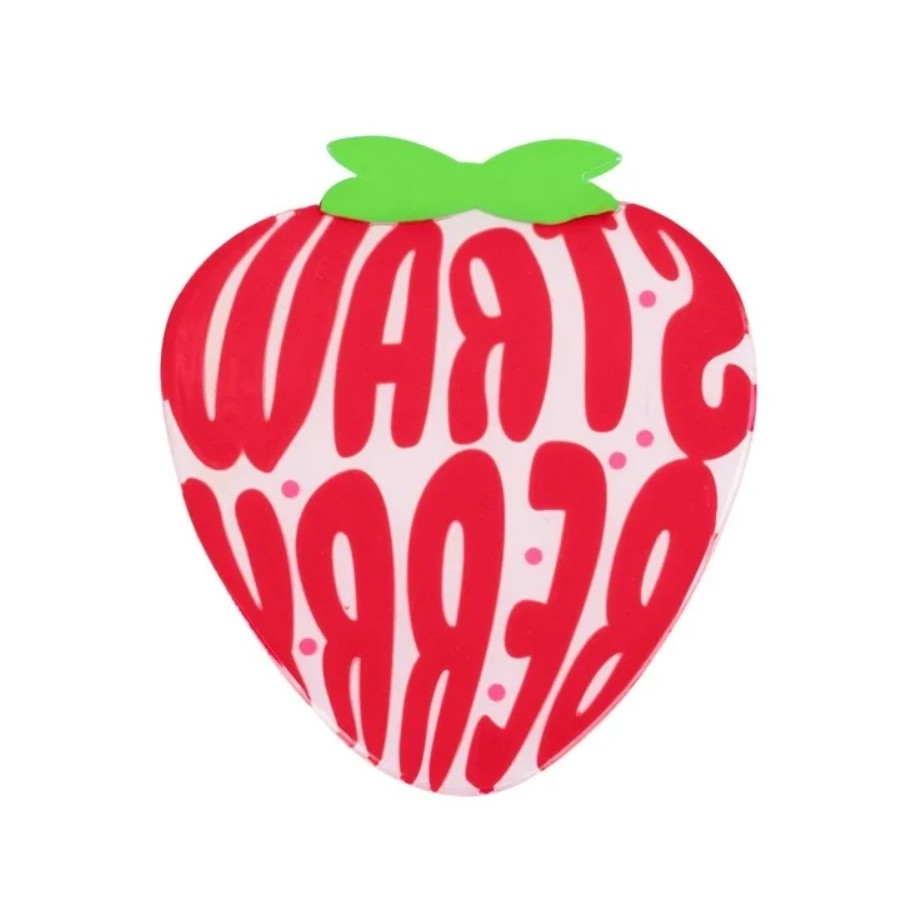 Suport pentru Pahar, Kadeny, Model Capsuna, din PVC, 15.5 x 15.5 cm, Rezistent la Caldura, Roz/Rosu