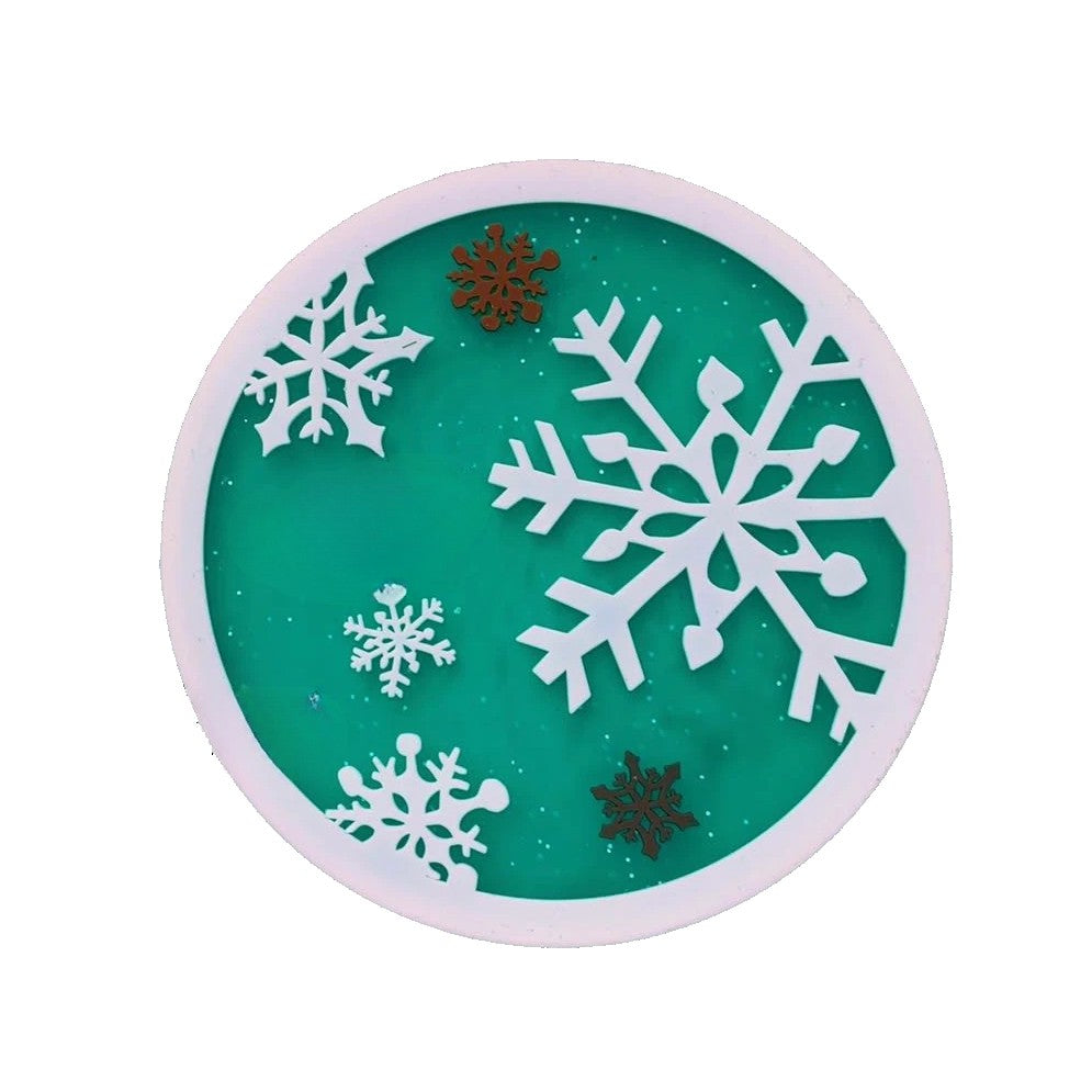 Suport pentru Pahar, Kadeny, Model Fulg de Nea, din PVC, 10 cm, Rezistent la Caldura, Verde