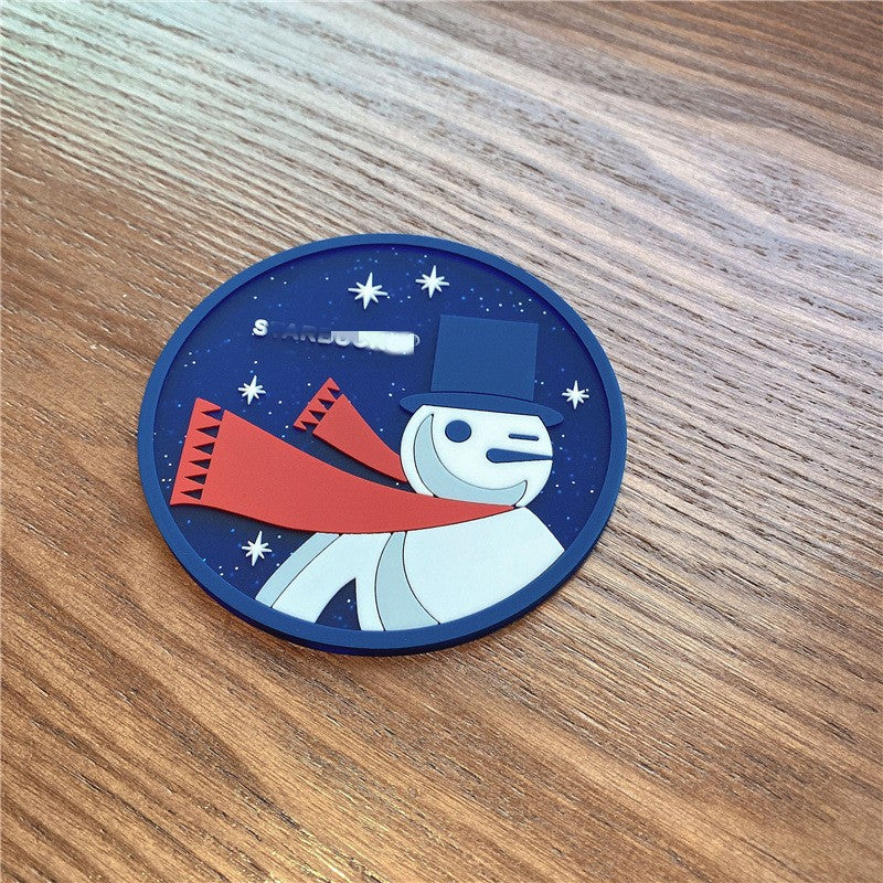 Suport pentru Pahar, Kadeny, Model Om de Zapada, din PVC, 10 cm, Rezistent la Caldura, Albastru