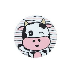 Suport pentru Pahar, Kadeny, Model Vacuta, din PVC, 10 cm, Rezistent la Caldura, Alb/Negru