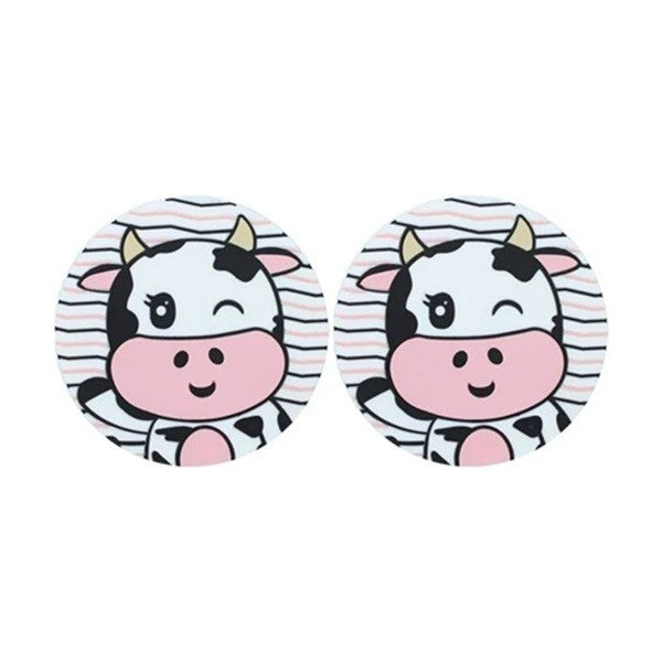 Suport pentru Pahar, Kadeny, Model Vacuta, din PVC, 10 cm, Rezistent la Caldura, Alb/Negru