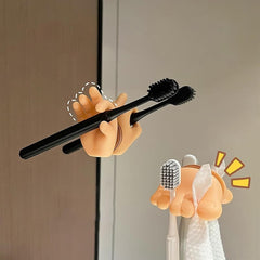 Suport de Baie, Kadeny, Multifunctional, pentru Periute/Cabluri, din PVC, cu Ventuza, Model Mana, 7 x 6.5 cm, Crem