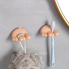 Suport de Baie, Kadeny, Multifunctional, pentru Periute/Cabluri, din PVC, cu Ventuza, Model Picior, 4 x 6.5 cm, Crem