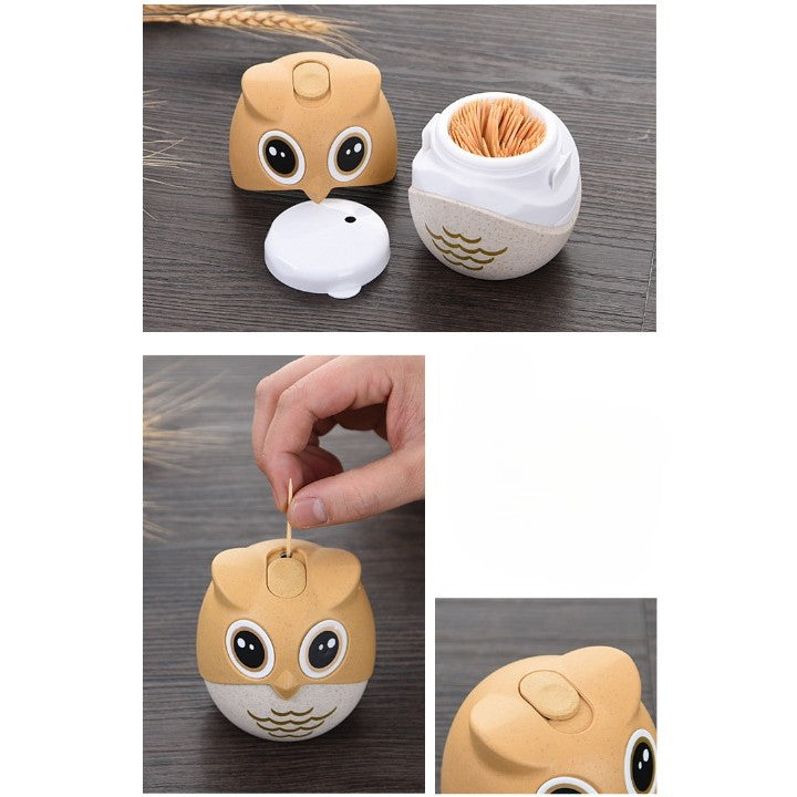 Suport pentru Scobitori, Kadeny, Model Bufnita, Multifunctional, 8.3x7.8 cm, Portocaliu