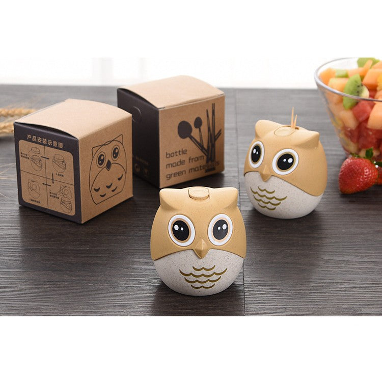 Suport pentru Scobitori, Kadeny, Model Bufnita, Multifunctional, 8.3x7.8 cm, Portocaliu