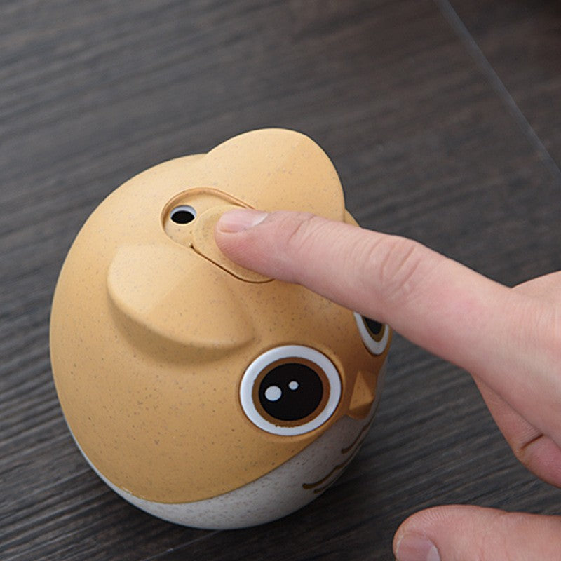 Suport pentru Scobitori, Kadeny, Model Bufnita, Multifunctional, 8.3x7.8 cm, Portocaliu