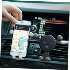 Suport de Telefon, Kadeny, pentru Ventilatie, din ABS si Silicon, 11 x 10 x 4 cm, pentru Telefon 4.0 - 6.0 inch, Model Smiley Face, Negru