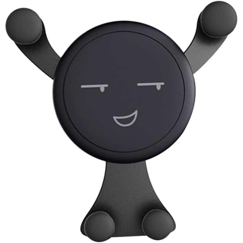 Suport de Telefon, Kadeny, pentru Ventilatie, din ABS si Silicon, 11 x 10 x 4 cm, pentru Telefon 4.0 - 6.0 inch, Model Smiley Face, Negru