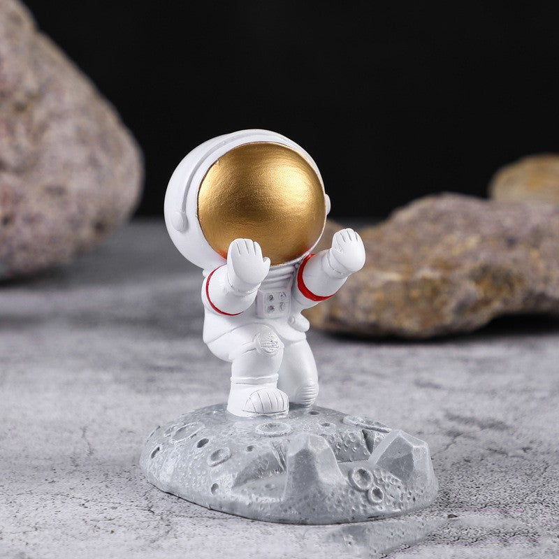 Suport pentru Telefon, Kadeny, Suport de Birou pentru Telefon, Suport Telefon pentru Copii, Model Astronaut, Model 2, 9 x 8.5 x 6.5 cm, Plastic, Alb