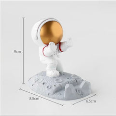 Suport pentru Telefon, Kadeny, Suport de Birou pentru Telefon, Suport Telefon pentru Copii, Model Astronaut, Model 2, 9 x 8.5 x 6.5 cm, Plastic, Alb