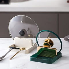 Suport Pliabil, Kadeny, pentru Capace, Linguri, Multifunctional, Plasare pe Blatul de Bucatarie, 18.9x16.2x2.6 cm, Crem