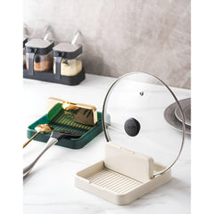 Suport Pliabil, Kadeny, pentru Capace, Linguri, Multifunctional, Plasare pe Blatul de Bucatarie, 18.9x16.2x2.6 cm, Crem