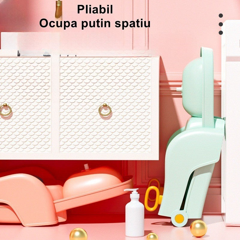 Suport Pliabil pentru Spalat Parul Kaveny, Pentru Copii, cu Scurgere, cu Picioare Antialunecare, Material Polipropilena, Suport Cap Reglabil, cu Manere, 110 x 35 x 21 cm, Verde