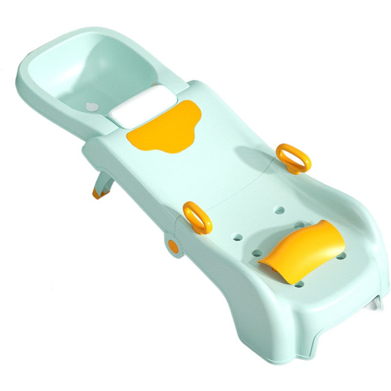 Suport Pliabil pentru Spalat Parul Kaveny, Pentru Copii, cu Scurgere, cu Picioare Antialunecare, Material Polipropilena, Suport Cap Reglabil, cu Manere, 110 x 35 x 21 cm, Verde