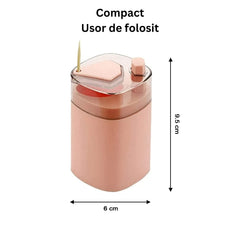Suport Scobitori, Kadeny, Automat, cu Buton si Capac, din PP, 9.5x6 cm, Roz