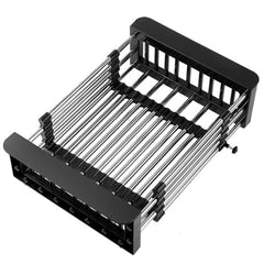 Suport Scurgere Extensibil pentru Bucatarie, Kadeny, Uscator Vase din Otel Inoxidabil, Suport Tacamuri si Pahare, Suport pentru Fructe si Legume, 29 x 22 x 9.5 cm Negru