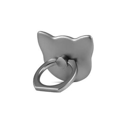 Suport telefon universal Cat Ring cu prindere adeziva, Argintiu