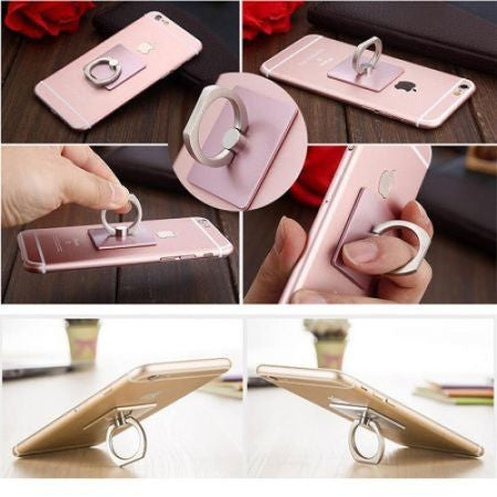 Suport telefon universal Cat Ring cu prindere adeziva, Argintiu