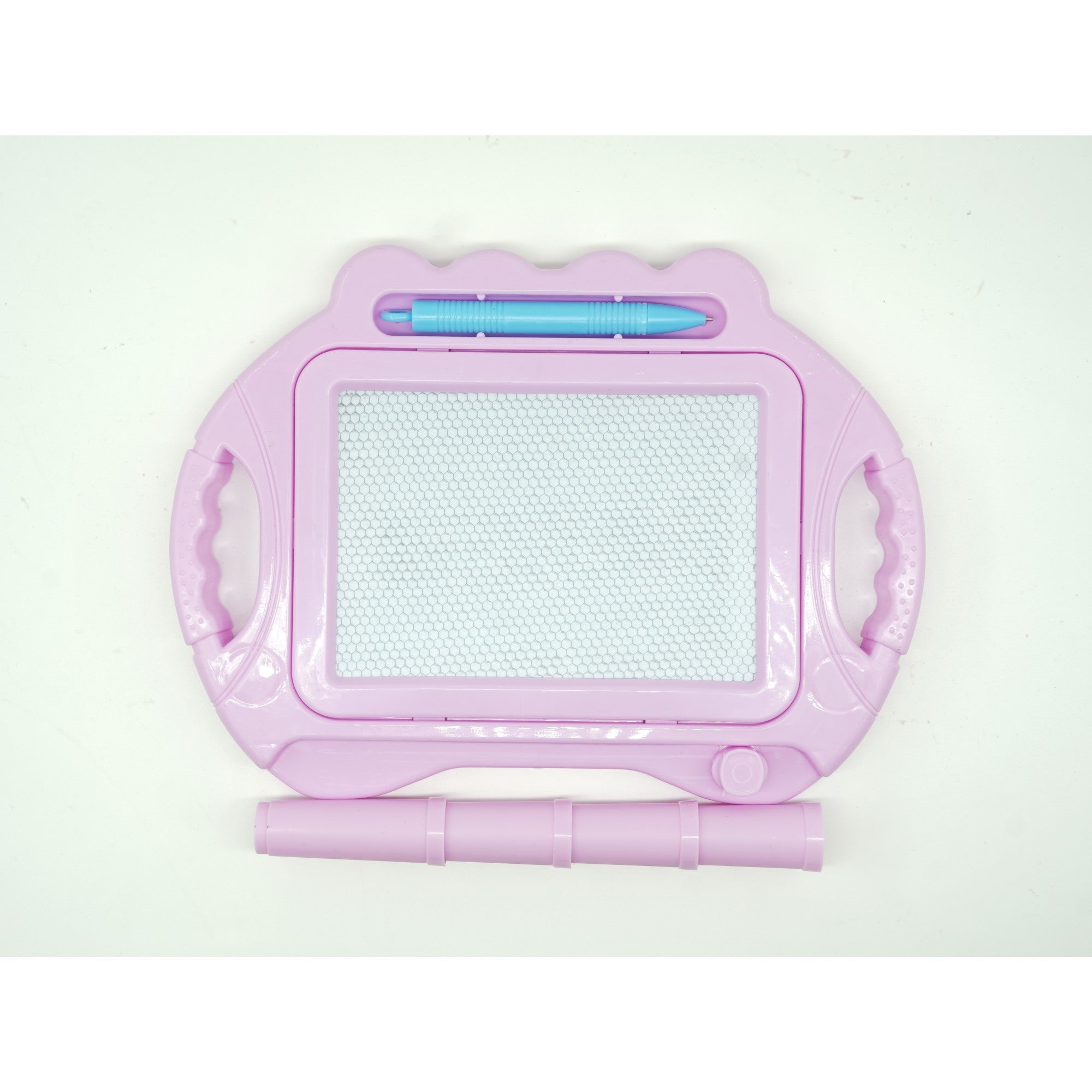 Tabla Magnetica pentru desen Kaveny, Pix, forma dreptunghi, dimensiuni 23x17 cm, Dezvolta Creativitatea, cu picioare suport, Roz Pal