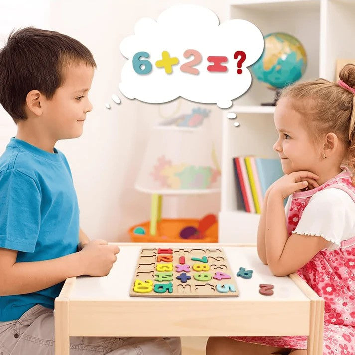 Tabla Montessori, Kaveny, din Lemn, Educatie Timpurie Cifre, 25 Piese Lemn, +18 Luni, 20 x 20 cm, Vopsea pe Baza de Apa, Multicolor