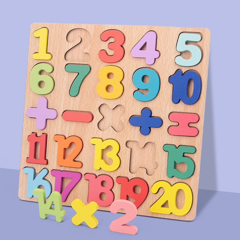 Tabla Montessori, Kaveny, din Lemn, Educatie Timpurie Cifre, 25 Piese Lemn, +18 Luni, 20 x 20 cm, Vopsea pe Baza de Apa, Multicolor